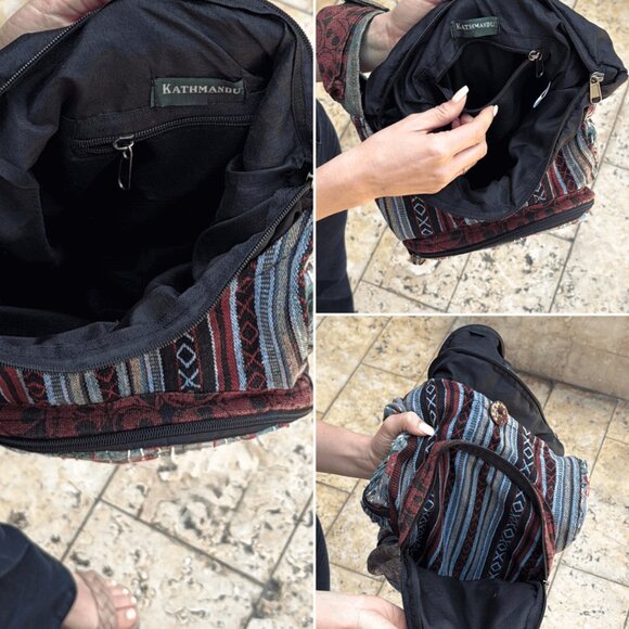 Bee Hobo Bag - Handmade Cotton Patch Shoulder Bag from Nepal - Picture 11 of 13